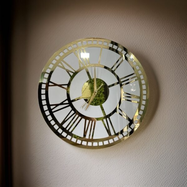 White golden acrylic wall clock